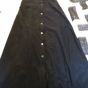 Black Suede Midi Skirt from Aritzia